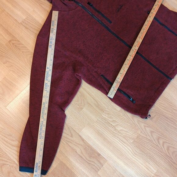 Cabelas Full Zip Jacket Coat Mens Large Burgandy Maroon Pockets Hood Outdoor - Picture 3 of 7